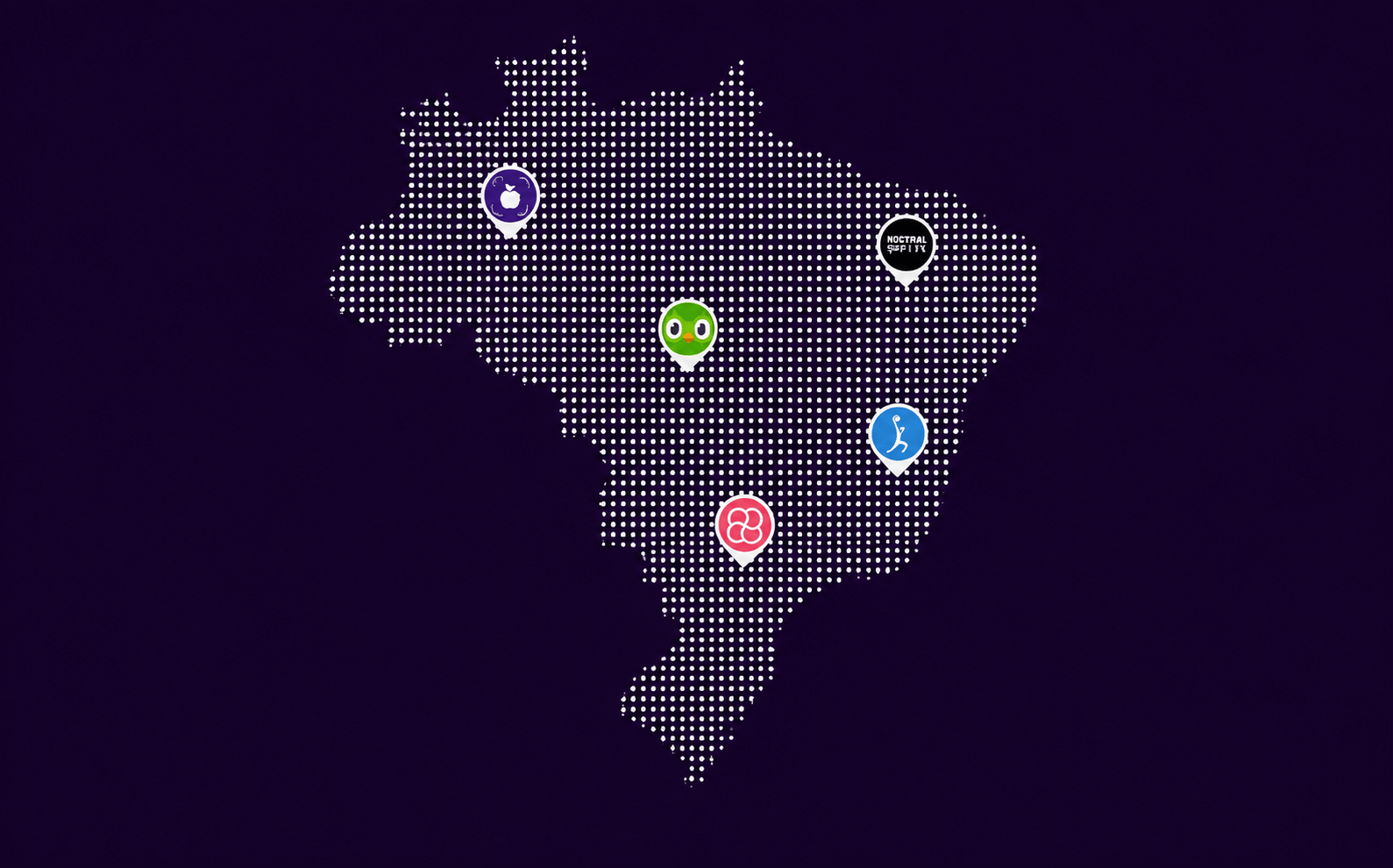 Mapa dos países onde concorrentes anunciam